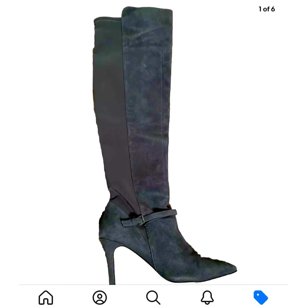 Ivanka Trump “Anaba” Grey Suede & Textile High Heel Boots Size 9